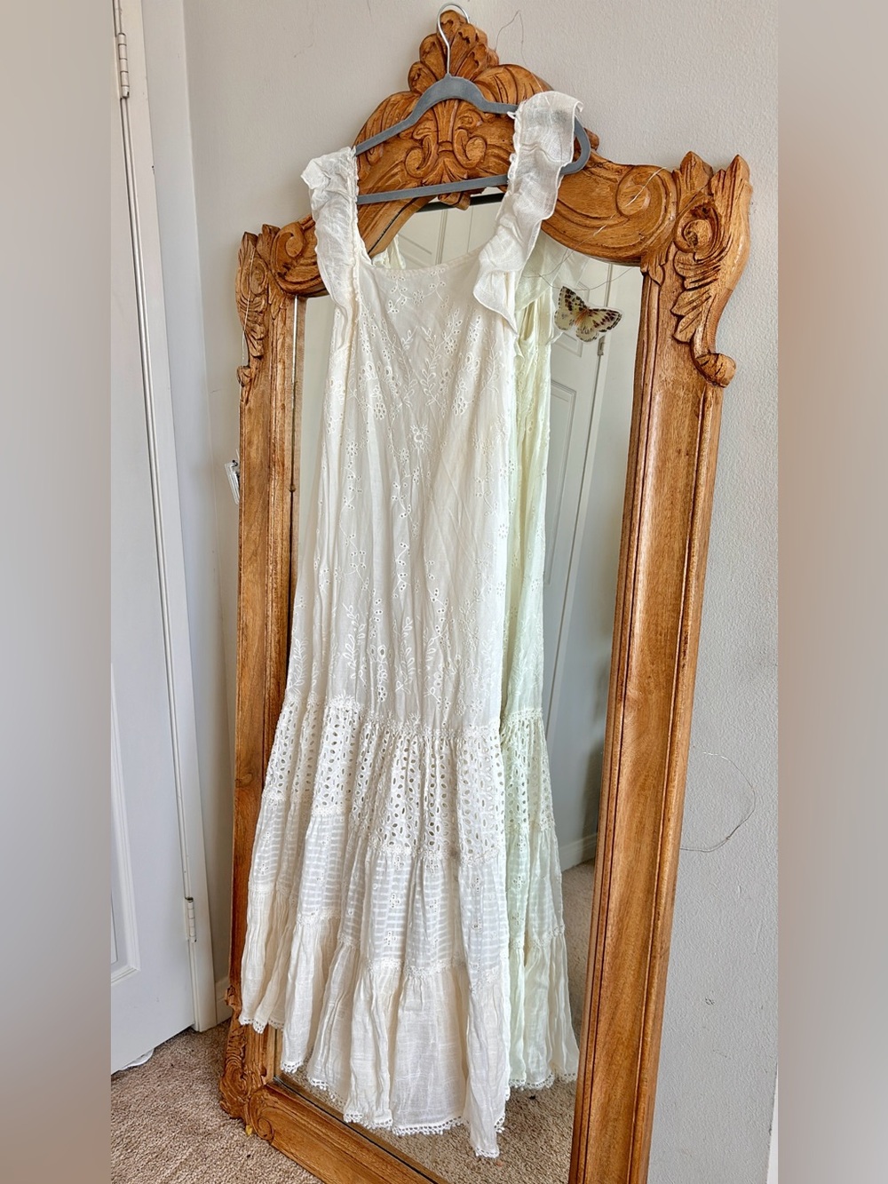 Anthropologie eyelet maxi dress Payal Jain in ivory bohemian cottagecore dress